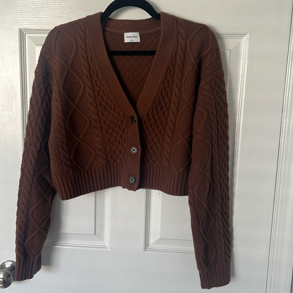 Brown cropped cardigan